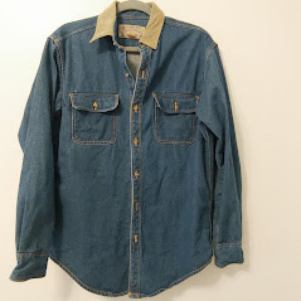 Men's London Fog Outdoors Unlimited Heavy Denim (Quality) Shirt With Corduroy Co